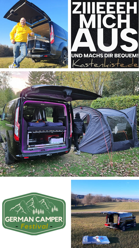 Premiere-für-Kastenkiste.de-auf-dem-German-Camper-Festival Campingbox mit Lattenrost für Transporter & Vans | Kastenkiste.de