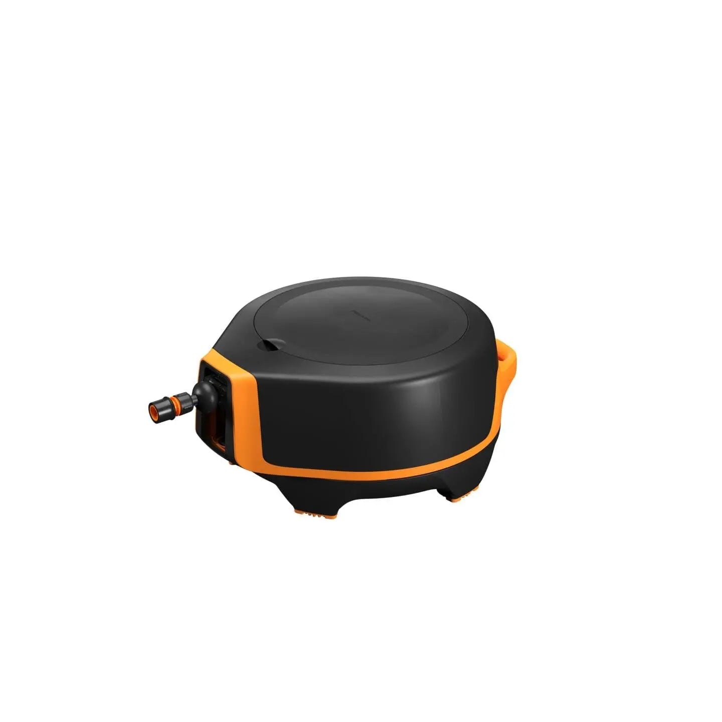 Fiskars Waterwheel S, All-Inclusive-Bewässerungs-Set, 15 m Gesamtreichweite, Gartenschlauch in Universalgröße (Ø 9 mm), Universal-Hahnverbinder, Schwarz/Orange, 1020436