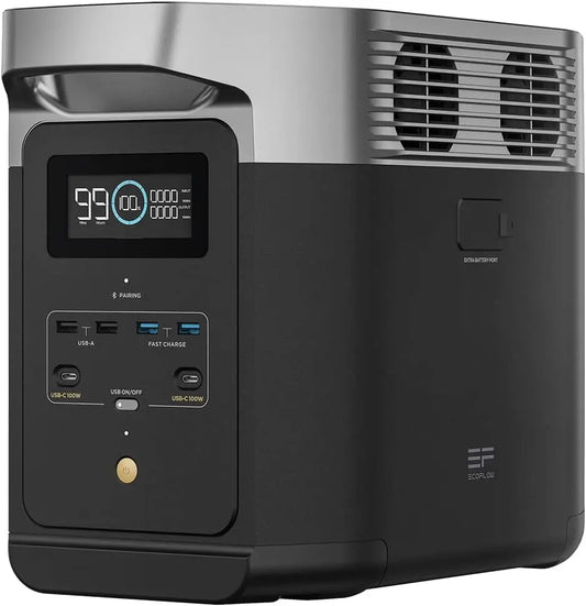 EF ECOFLOW DELTA 2 Tragbare Powerstation 1024Wh, Solar Generator LiFePO4-Batterie, erweiterbarer Kapazität bis zu 3kWh, Schnellladung von 0-80% in 50 Mins, Notstromaggregat für Camping, Wohnmobile