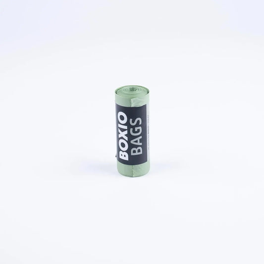 BOXIO - Bags, 25 Bio Müllbeutel für Campingtoilette, kompostierbare Beutel für Trockentoilette, 10 l WC Beutel, Blackout, grün