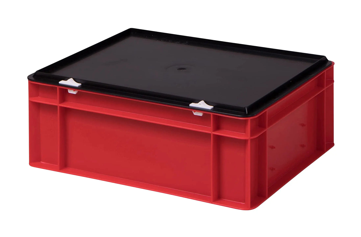 1a-TopStore Stabile Profi Aufbewahrungsbox Stapelbox Eurobox Stapelkiste mit Deckel, Kunststoffkiste lieferbar in 5 Farben und 21 Größen für Industrie, Gewerbe, Haushalt (rot, 60x40x22 cm)