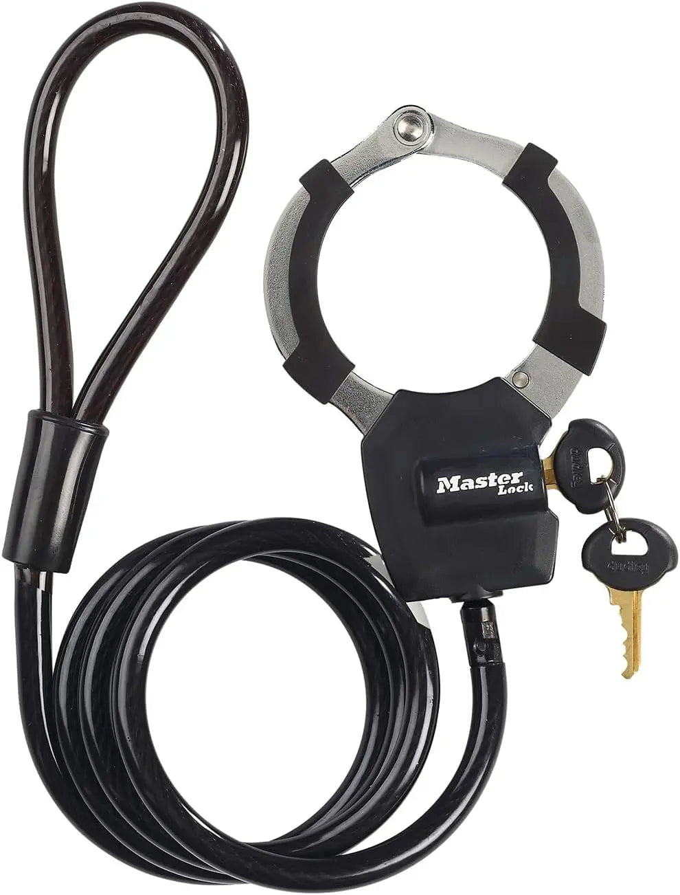 Master Lock Kabelschloss mit Schlüssel, 1 m, Ideal für Scooter Roller, Fahrrad, Kinderwagen, Sportausrüstung, Schwarz