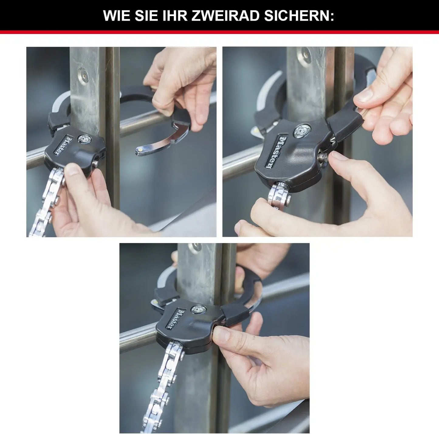 Master Lock Kabelschloss mit Schlüssel, 1 m, Ideal für Scooter Roller, Fahrrad, Kinderwagen, Sportausrüstung, Schwarz