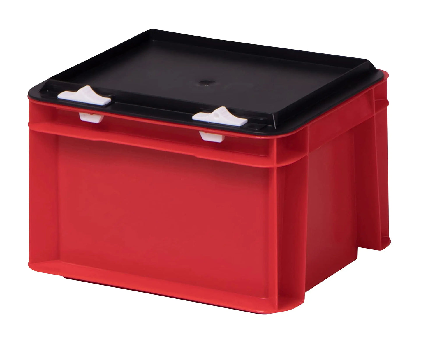 1a-TopStore Stabile Profi Aufbewahrungsbox Stapelbox Eurobox Stapelkiste mit Deckel, Kunststoffkiste lieferbar in 5 Farben und 21 Größen für Industrie, Gewerbe, Haushalt (rot, 60x40x22 cm)