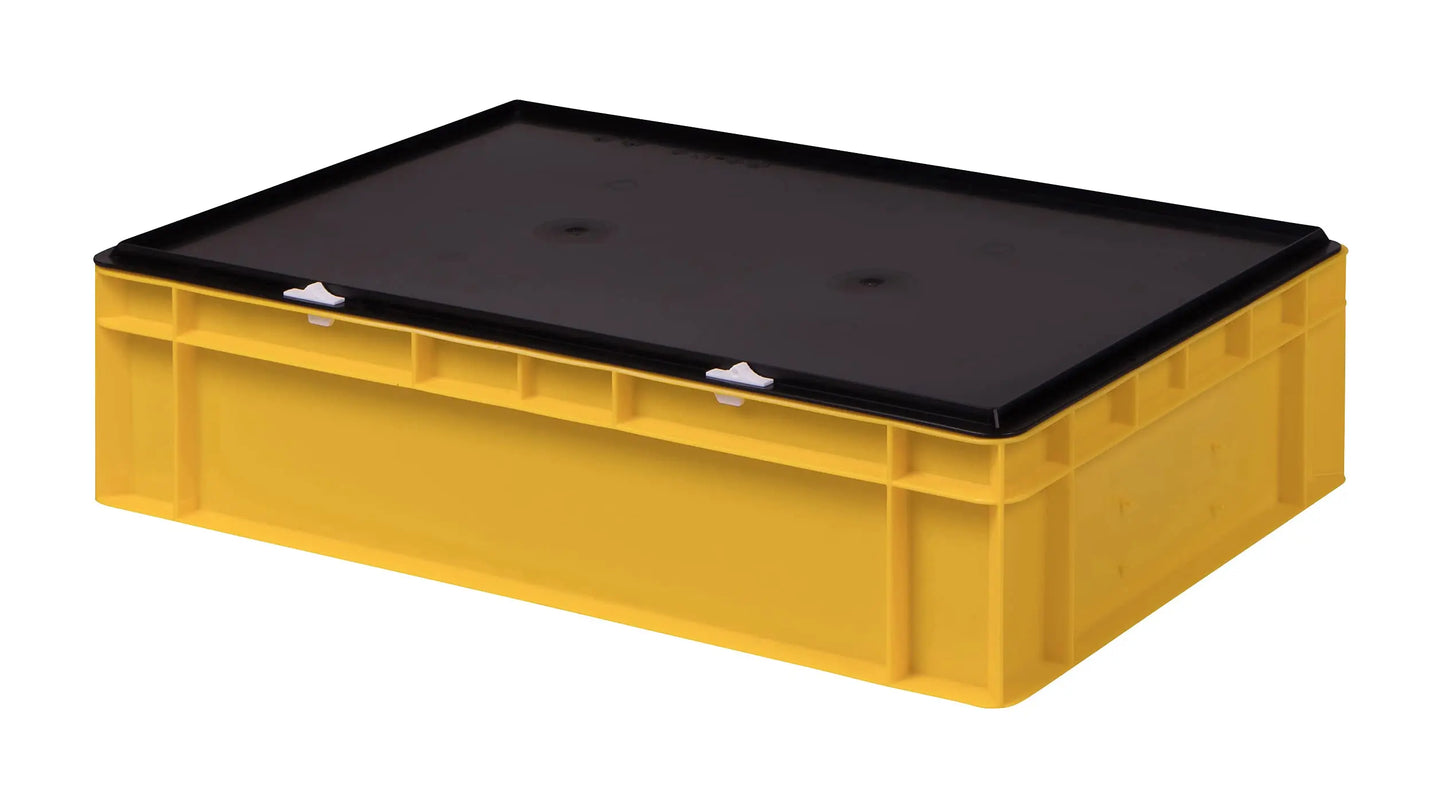 1a-TopStore Stabile Profi Aufbewahrungsbox Stapelbox Eurobox Stapelkiste mit Deckel, Kunststoffkiste lieferbar in 5 Farben und 21 Größen für Industrie, Gewerbe, Haushalt (rot, 60x40x22 cm)