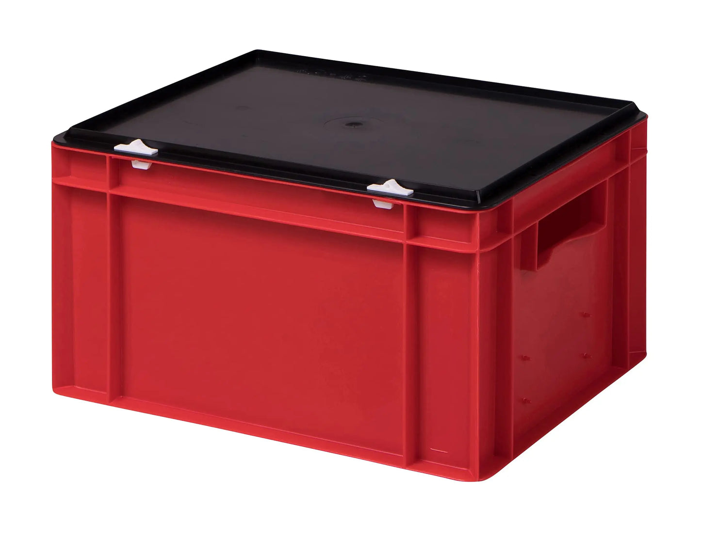 1a-TopStore Stabile Profi Aufbewahrungsbox Stapelbox Eurobox Stapelkiste mit Deckel, Kunststoffkiste lieferbar in 5 Farben und 21 Größen für Industrie, Gewerbe, Haushalt (rot, 60x40x22 cm)