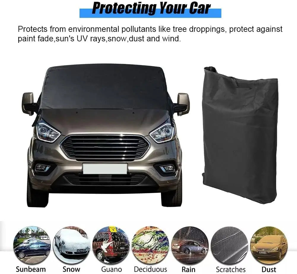 Auto Windschutzscheiben Abdeckung für Ford Transit Custom 2012-2024, 600D Frontscheibe Abdeckung Frontscheibe Wrap Cover Wasserdicht Wetterfest Anti Frost Frontscheibenabdeckung ,Scheibenabdeckung