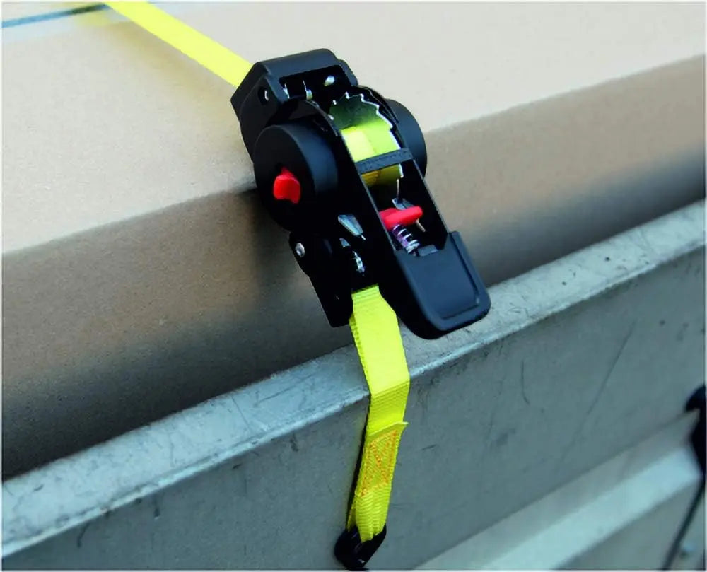 Connex Zurrgurt - Einteilig - 2 m x 18 mm - 100 kg maximale Belastbarkeit - Aufrollautomatik - Mit Spannratsche & S-Haken - Aus Polyester / Spanngurt / Ladungssicherung / Ratschengurt / DY270670