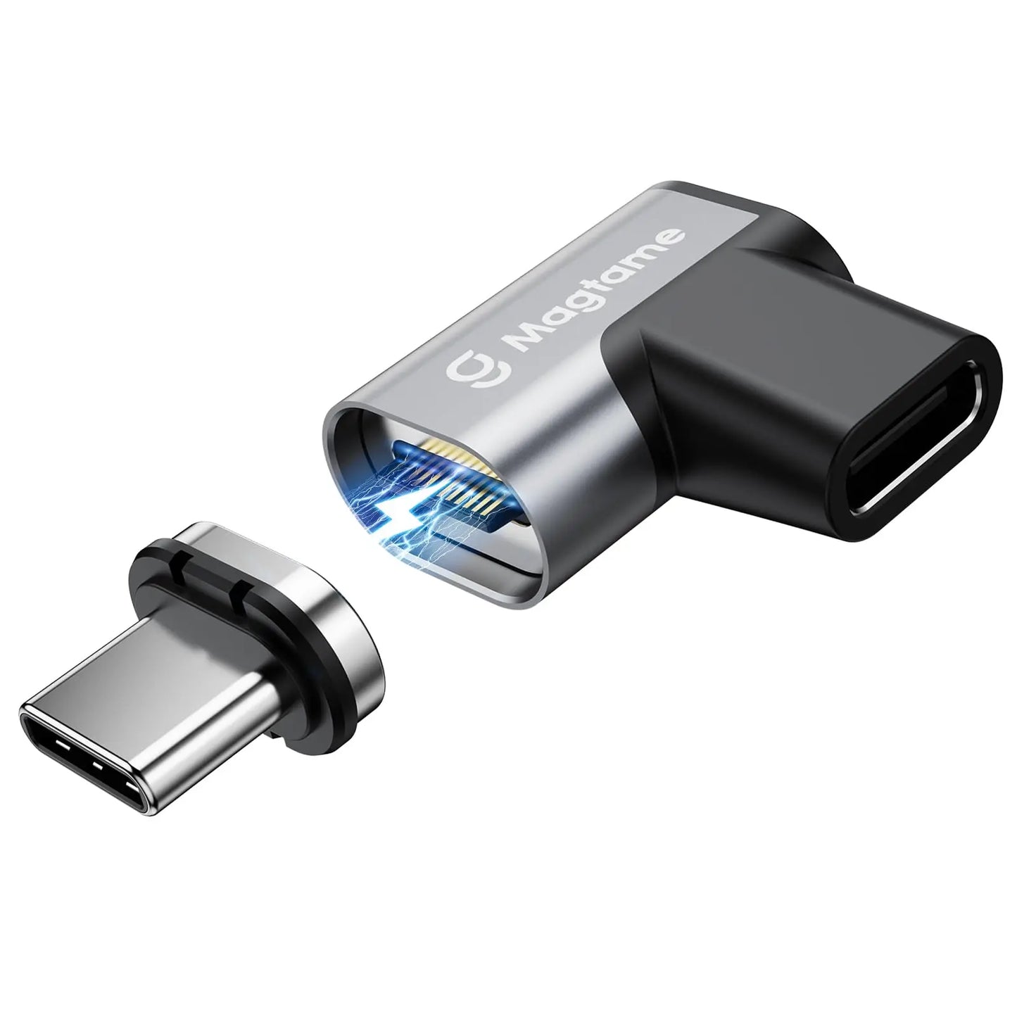 240W Magnetisch USB C Adapter, Typ-C Magnet Adapter 24 Pin mit PD Schnellladung, 20Gbps Datenübertragung, 4K@60Hz Video für MacBook/iPhone 15/ROG Ally/Steam Deck/PS5 PSVR2/PS Portal, Gerade