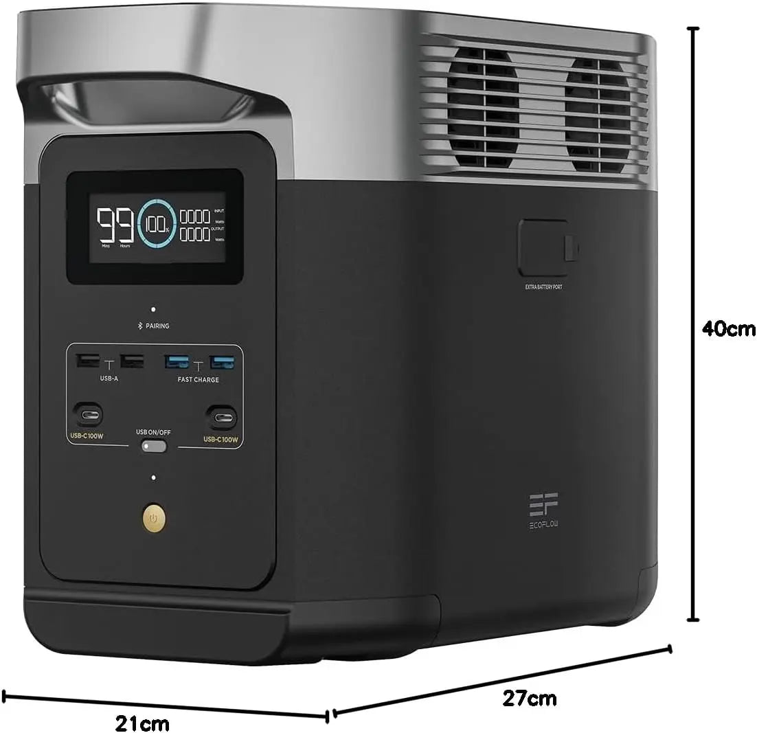 EF ECOFLOW DELTA 2 Tragbare Powerstation 1024Wh, Solargenerator erweiterbarer Kapazität bis zu 3kWh, für Camping, Wohnmobile, Kleine Verpackungsmängel, Produkt unbenutzt(Generalüberholt)