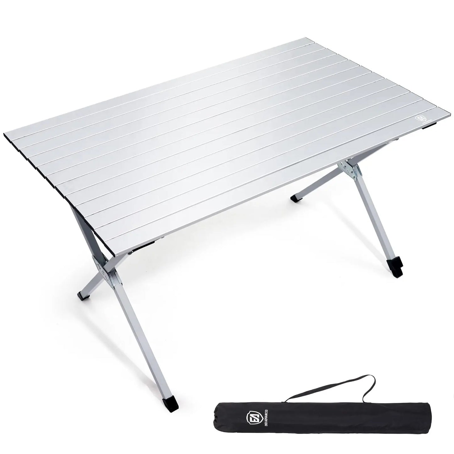 EVER ADVANCED Campingtisch Klappbar Aluminium 120X70CM Klapptisch 100KG Belastbar Aufrollbarer Tischplatte für 4-6 Personen, Falttisch mit Tragetasche für Camping Picknick Garten Balkon, Dunkelgrau