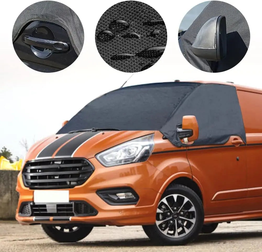 Auto Windschutzscheiben Abdeckung für Ford Transit Custom 2012-2024, 600D Frontscheibe Abdeckung Frontscheibe Wrap Cover Wasserdicht Wetterfest Anti Frost Frontscheibenabdeckung ,Scheibenabdeckung