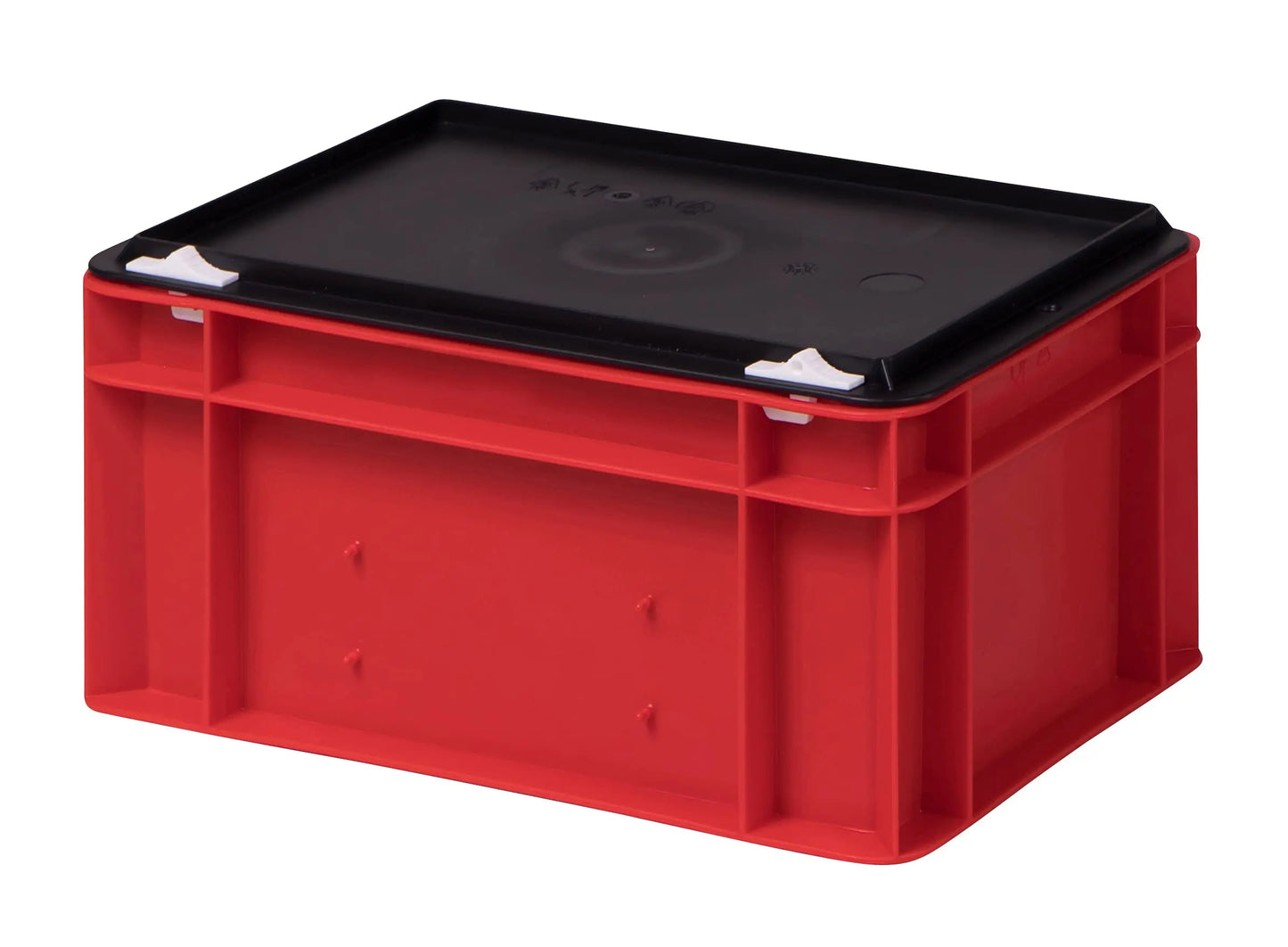 1a-TopStore Stabile Profi Aufbewahrungsbox Stapelbox Eurobox Stapelkiste mit Deckel, Kunststoffkiste lieferbar in 5 Farben und 21 Größen für Industrie, Gewerbe, Haushalt (rot, 60x40x22 cm)