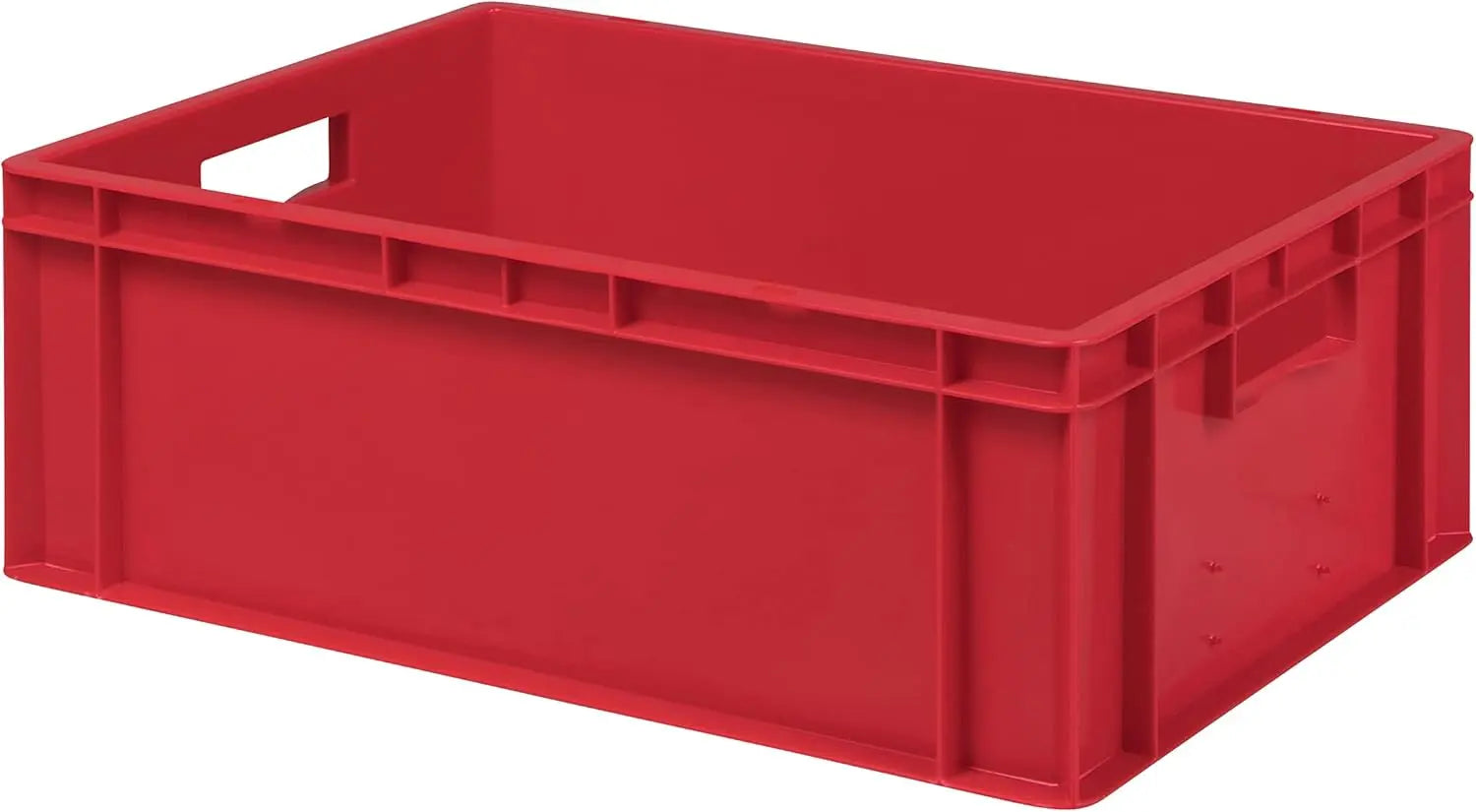 1a-TopStore Stabile Profi Aufbewahrungsbox Stapelbox Eurobox Stapelkiste mit Deckel, Kunststoffkiste lieferbar in 5 Farben und 21 Größen für Industrie, Gewerbe, Haushalt (rot, 60x40x22 cm)