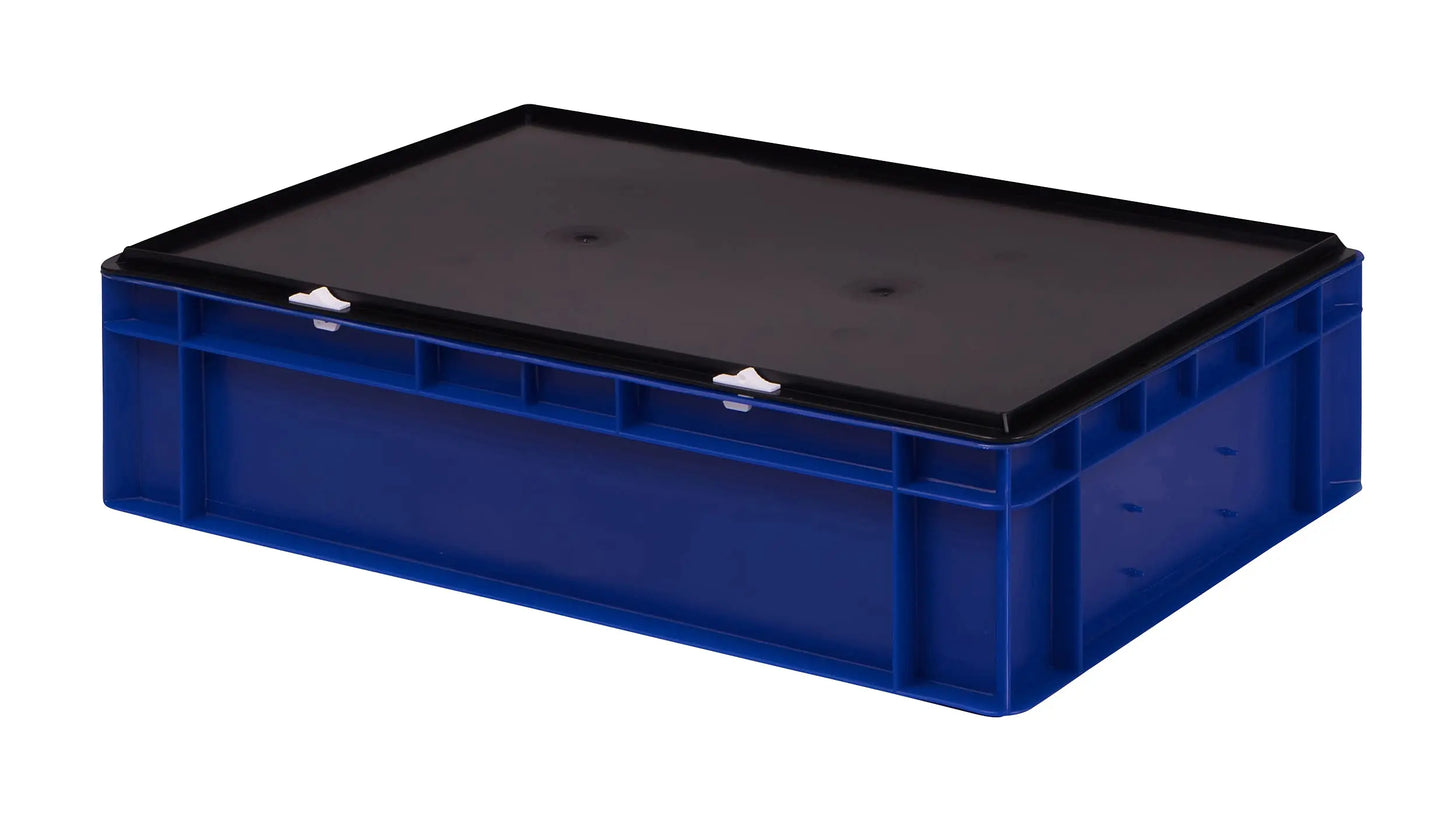 1a-TopStore Stabile Profi Aufbewahrungsbox Stapelbox Eurobox Stapelkiste mit Deckel, Kunststoffkiste lieferbar in 5 Farben und 21 Größen für Industrie, Gewerbe, Haushalt (rot, 60x40x22 cm)