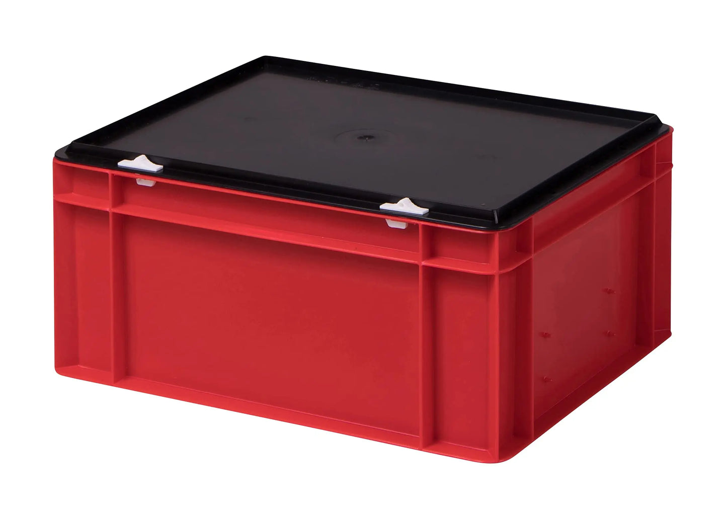 1a-TopStore Stabile Profi Aufbewahrungsbox Stapelbox Eurobox Stapelkiste mit Deckel, Kunststoffkiste lieferbar in 5 Farben und 21 Größen für Industrie, Gewerbe, Haushalt (rot, 60x40x22 cm)