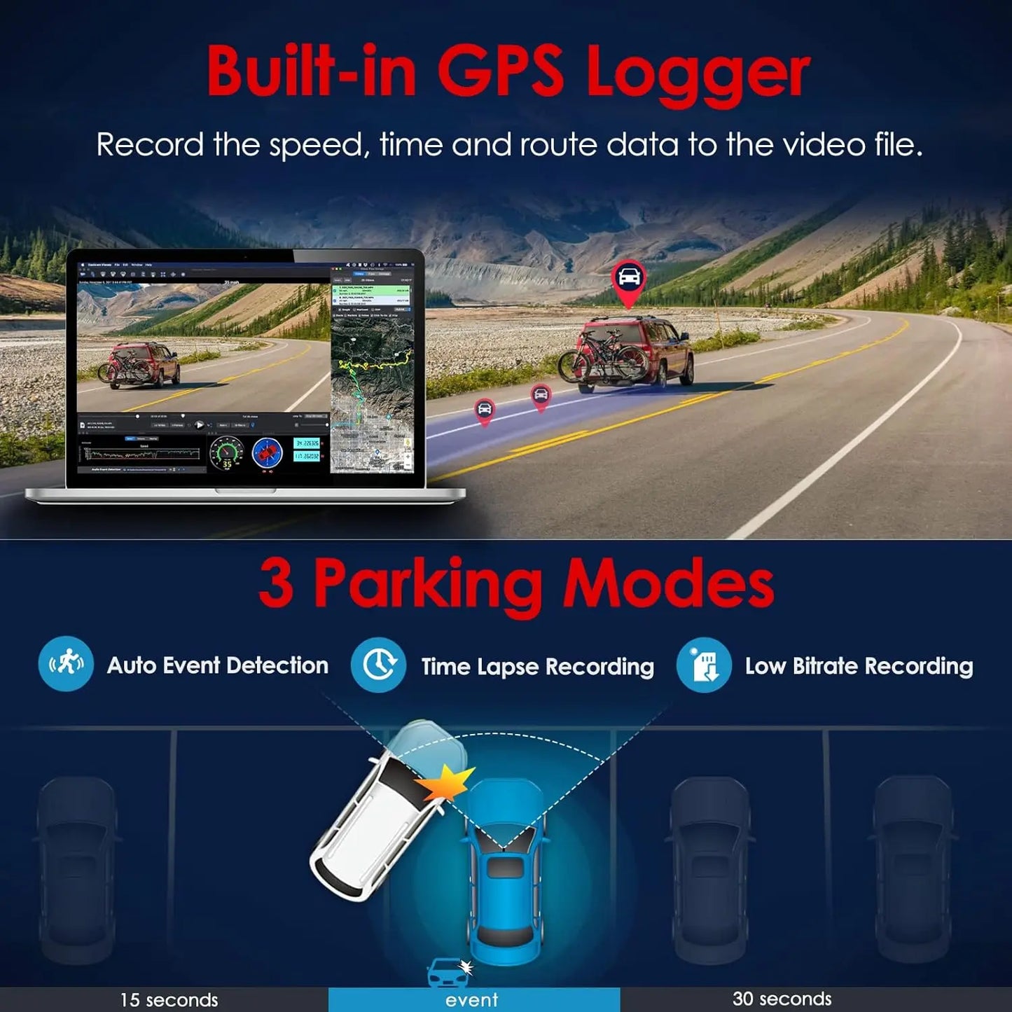 VIOFO A119 V3 Dashcam 2K 60fps mit GPS, 24 Std. Puffer Parkmodus Autokamera, Nur Frontscheibe 2560x1600P, Quad HD IMX355 5MP Sensor HDR, Ultra Nachtsicht Mini Dash Cam, 140°Weitwinkel Auto Kamera