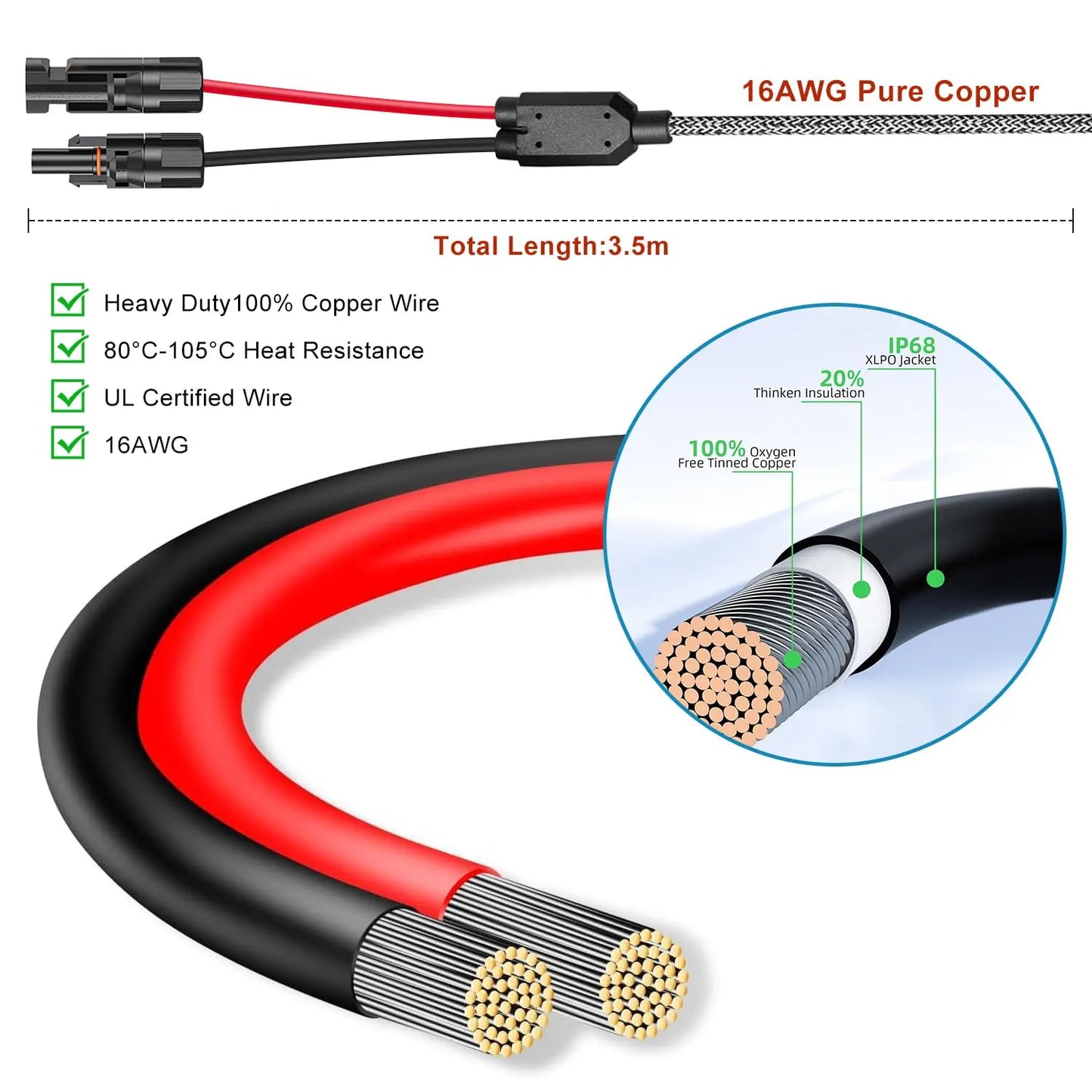 KFD Solarkabel Solarladekabel Solarstecker auf XT60 für EF Ecoflow Delta 2 Pro Max River Solarpanel Charging Cable Verlängerungskabel ALLPOWERS S2000 Pro Tragbare Powerstation & Solar Generator 3,5M
