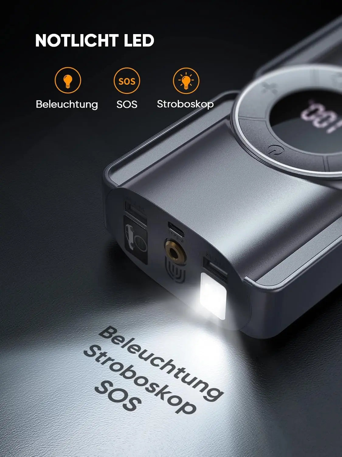 Auto Starthilfe Powerbank mit Luftkompressor, 150PSI 3000A Spitzenstrom Starthilfe Powerbank für 8.5L Benzin und 8.0L Dieselmotor, Starthilfe mit LED-Taschenlampe