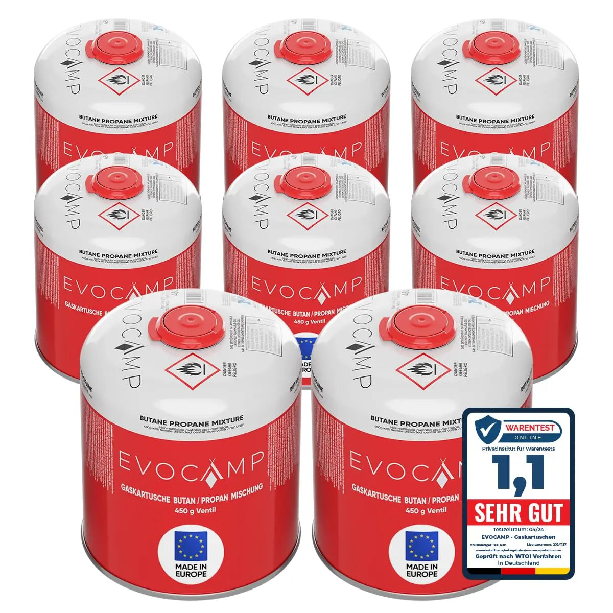 3X Propan Butan Gaskartuschen 450g einsetzbar für Weber Grills Q100/1000-Serien, Schraubkartusche Eurogewinde 7/16", Ventilkartusche 809ml mit Sicherheits-Verschlussautomatik