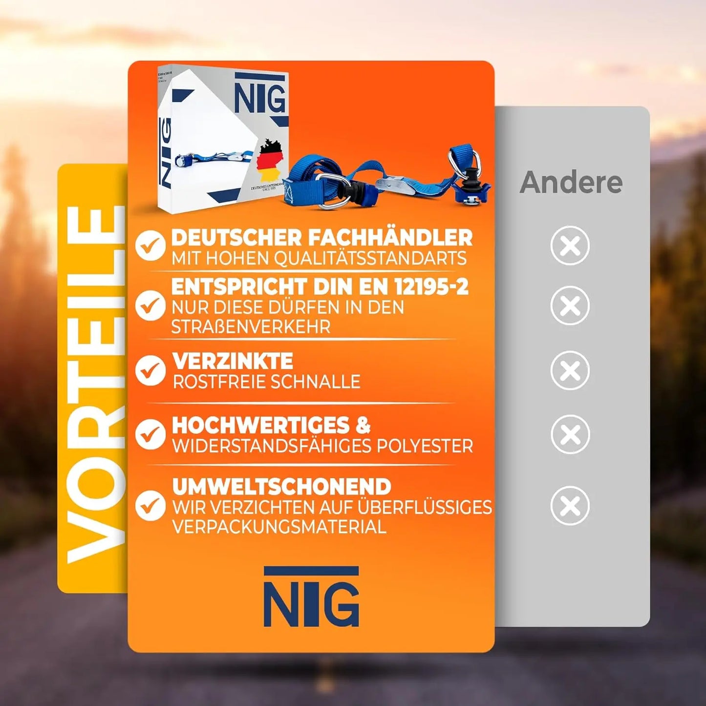 1-12 Stück Spanngurte für Airlineschiene | Zurrgurt | mit Klemmschloss und Kunststoff Fitting | DIN EN 12195-2 | (6 Stück)