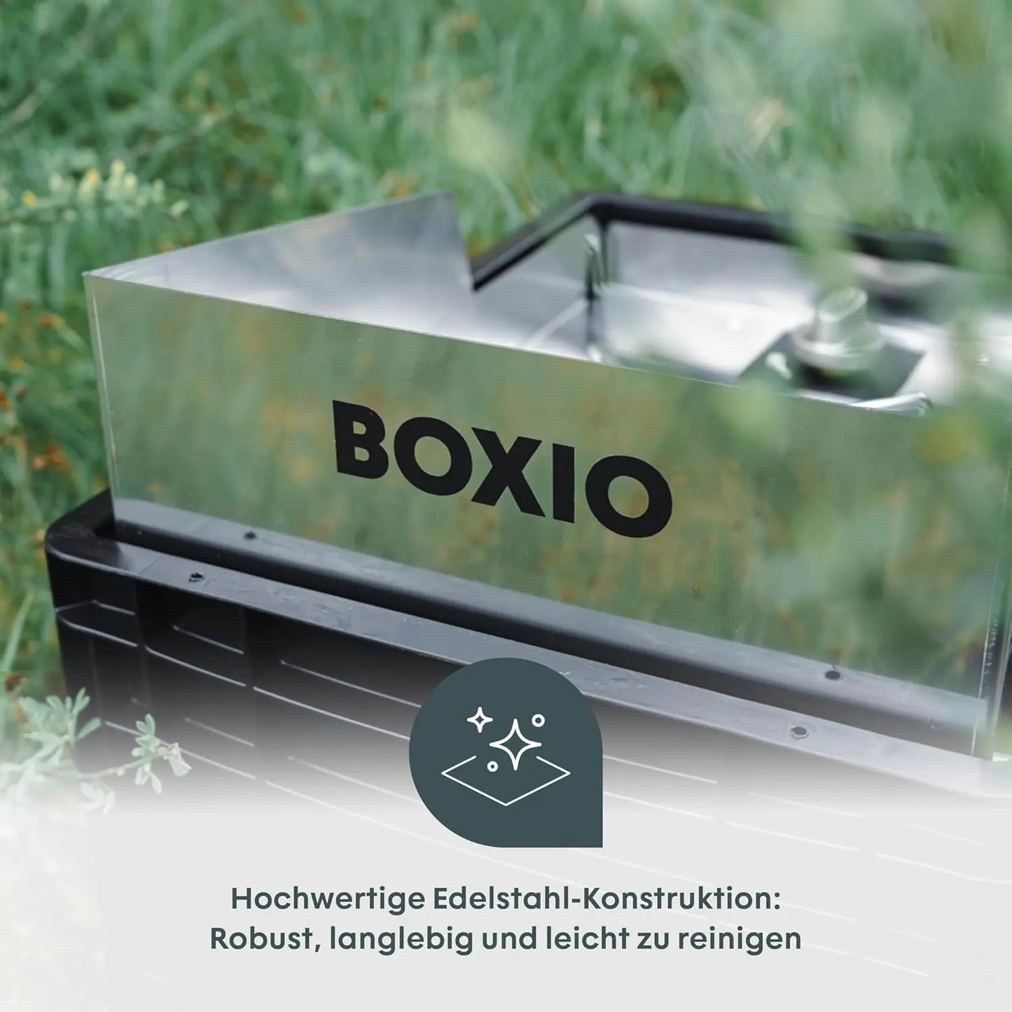 BOXIO - COOK: Edelstahl All-in-One Campingkocher mit Stauraum & Windschutz, Gaskartuschen Campingkocher für Camping, Outdoor, Vanlife & als Kartuschenkocher im mobilen Verkaufsstand auf dem Markt