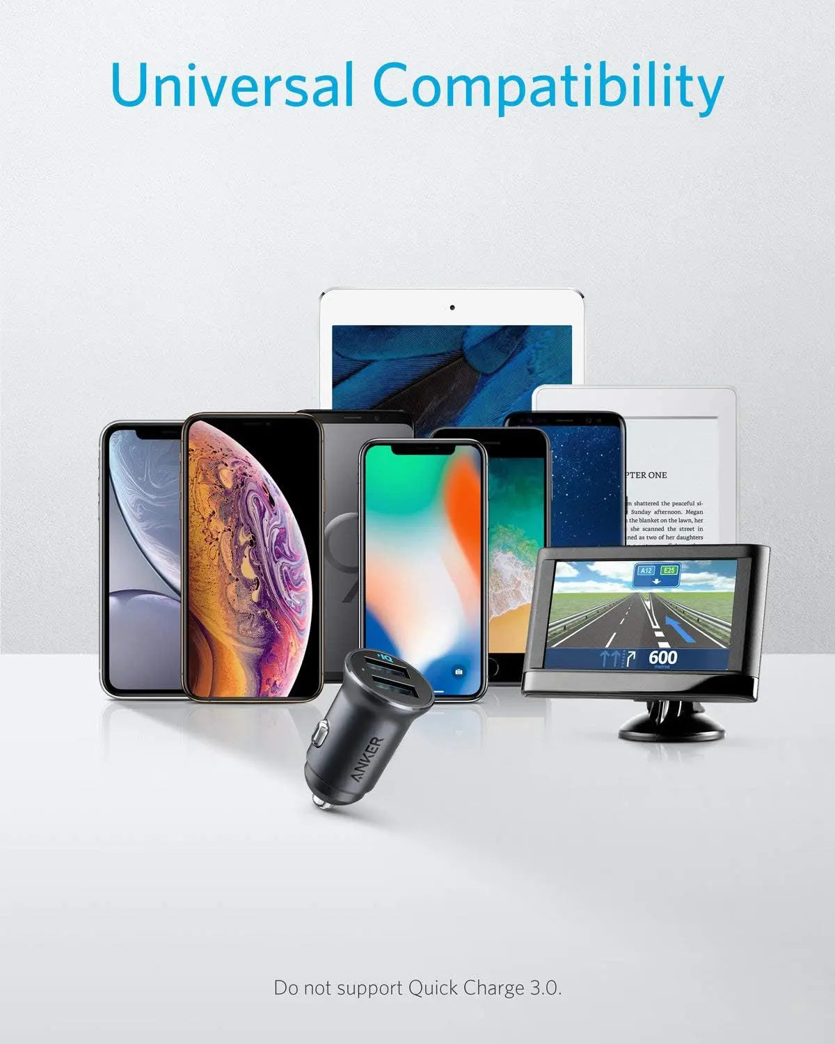 Anker 24W Car Charger Ladegerät, Mini Autoladegerät, 4.8A Duales USB Mit Blauem LED-Licht, Kompatibel Mit iPhone 16/15/14/13, iPad Pro/Air 2/Mini, Galaxy und Mehr