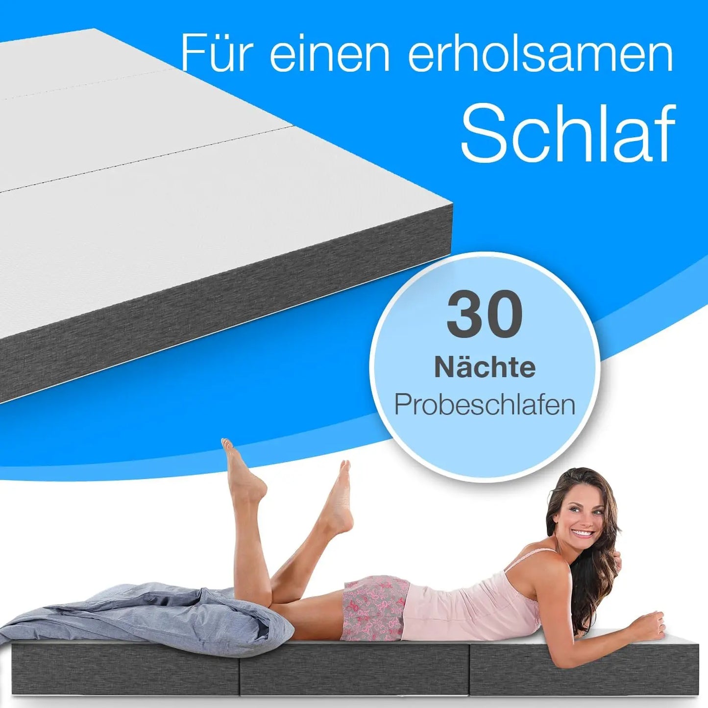 Premium Visco Klappmatratze 120x200 cm, extra hoch 15 cm, Gästematratze klappbar, Faltmatratze, Faltbare Matratze, Bandscheibenwürfel, Reisematratze, Gästebett klappbar, Klappbett waschbar