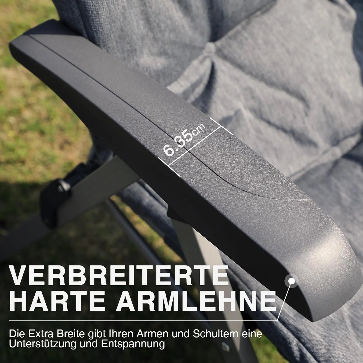 EVER ADVANCED Campingstuhl Faltbar Rückenverstellbar in 4 Positionen 150 KG Belastbarkeit Klappstuhl Luxus 6cm Dicke Gepolstert Gartenstuhl Hohe Lehne Angelstuhl für Camp Garten Balkon Alu+Stahl