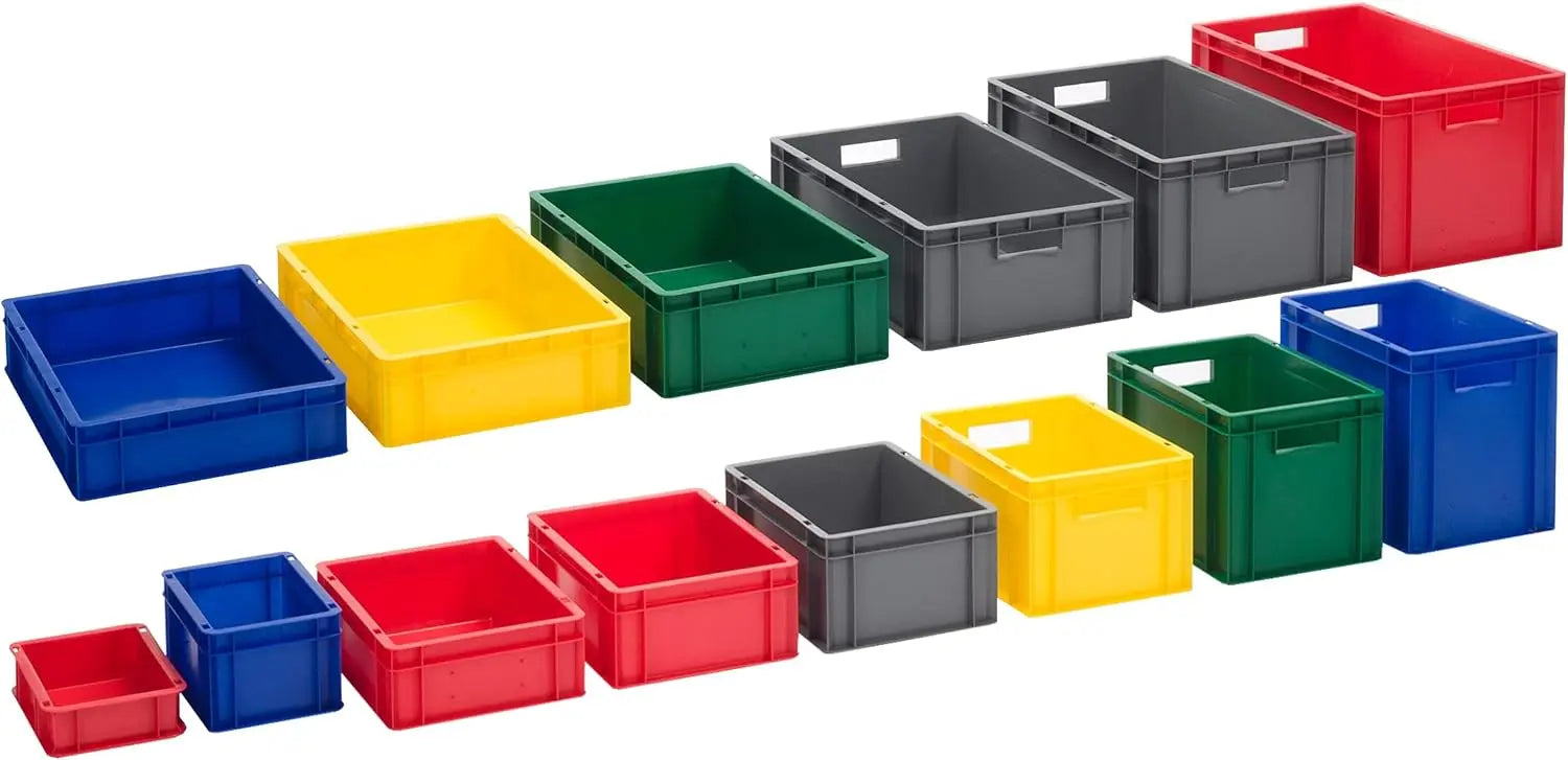 1a-TopStore Stabile Profi Aufbewahrungsbox Stapelbox Eurobox Stapelkiste mit Deckel, Kunststoffkiste lieferbar in 5 Farben und 21 Größen für Industrie, Gewerbe, Haushalt (rot, 60x40x22 cm)