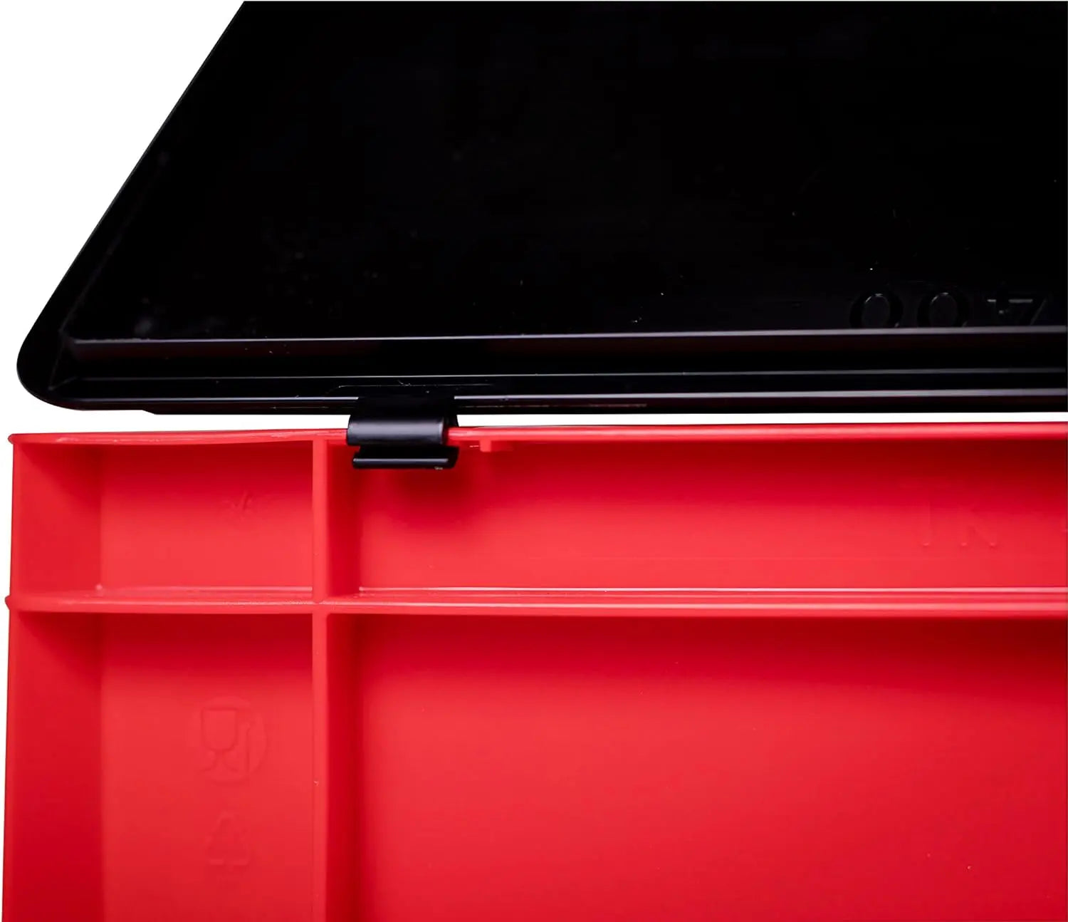 1a-TopStore Stabile Profi Aufbewahrungsbox Stapelbox Eurobox Stapelkiste mit Deckel, Kunststoffkiste lieferbar in 5 Farben und 21 Größen für Industrie, Gewerbe, Haushalt (rot, 60x40x22 cm)