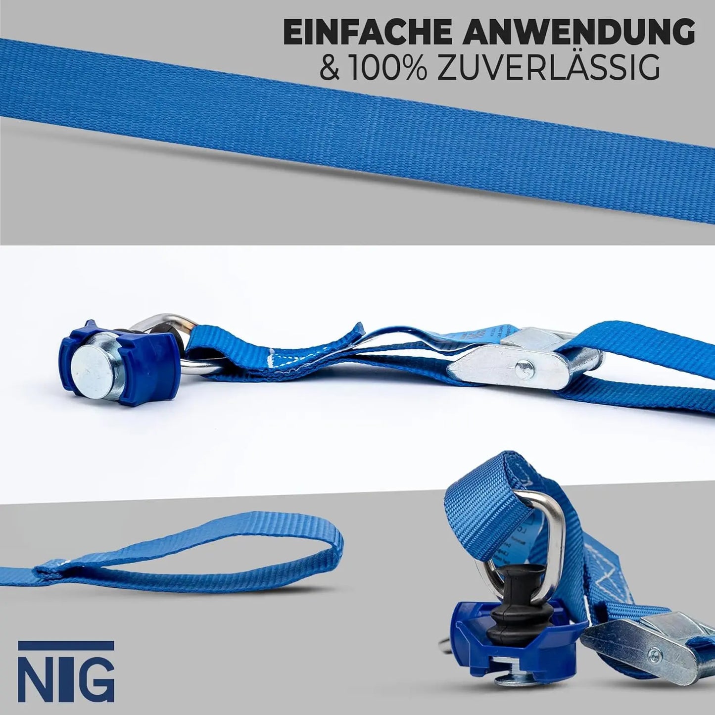 1-12 Stück Spanngurte für Airlineschiene | Zurrgurt | mit Klemmschloss und Kunststoff Fitting | DIN EN 12195-2 | (6 Stück)