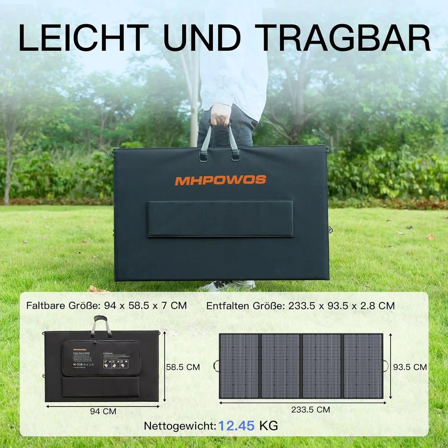 400W Tragbare Solarpanel, Faltbare Solarmodul Kit komplett mit einem verstellbaren Kickstand, Wasserdicht IP67 für Outdoor Camping Portable Power Station Wohnmobil RV Garten Balkon