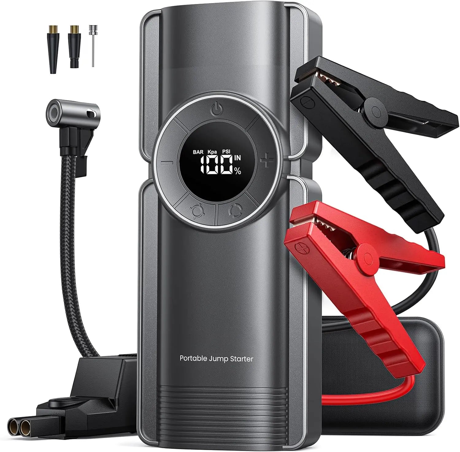 Auto Starthilfe Powerbank mit Luftkompressor, 150PSI 3000A Spitzenstrom Starthilfe Powerbank für 8.5L Benzin und 8.0L Dieselmotor, Starthilfe mit LED-Taschenlampe