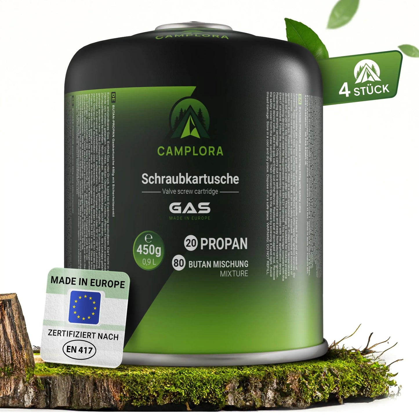 CAMPLORA 2x 450g Gaskartuschen passend für Weber Gasgrill Q100/1000-Serie, Propangas & Butangas, Schraubkartusche mit Gewinde für Campingkocher Gas Kartuschen Schraubventil Gasflaschen butane