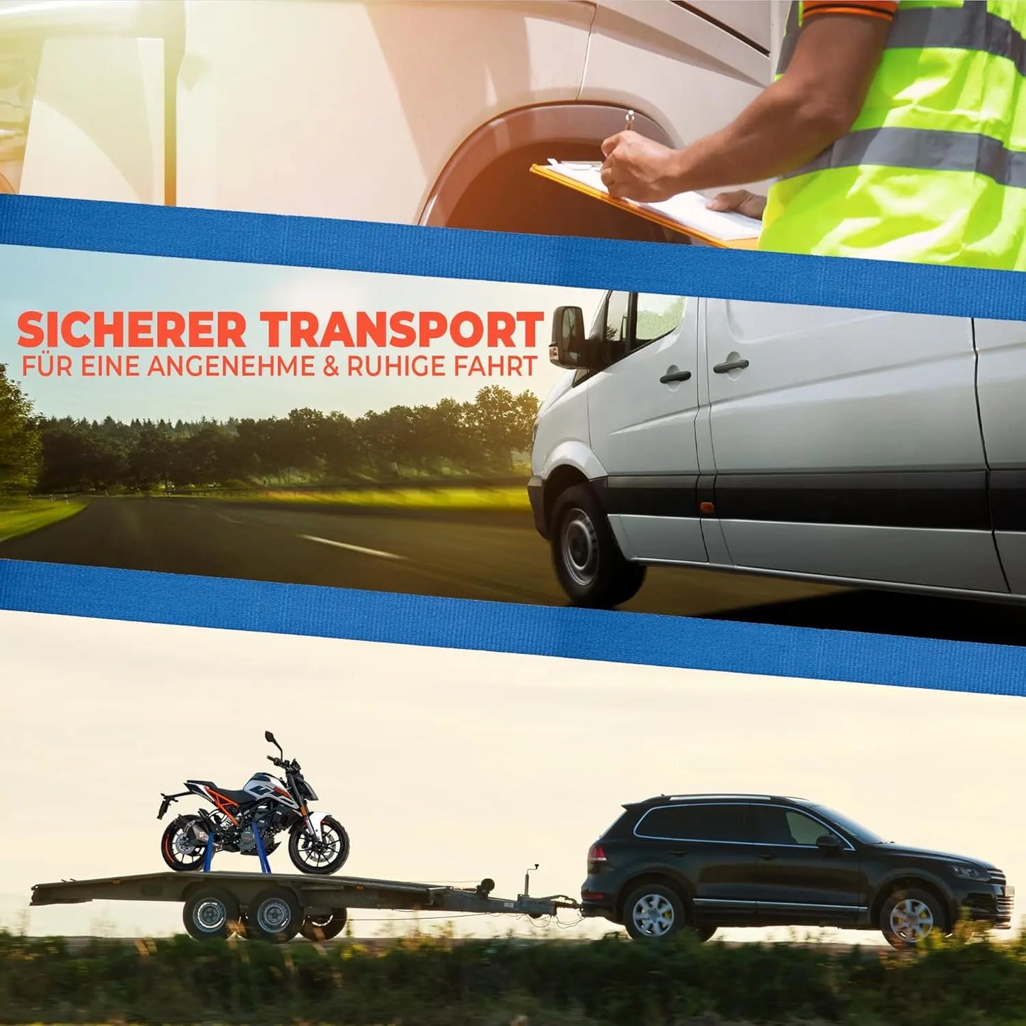 1-12 Stück Spanngurte für Airlineschiene | Zurrgurt | mit Klemmschloss und Kunststoff Fitting | DIN EN 12195-2 | (6 Stück)