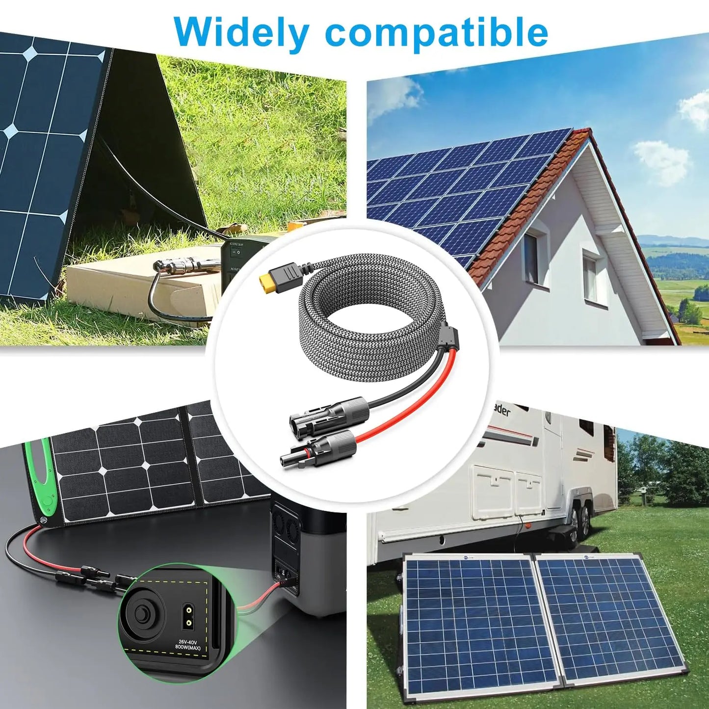 KFD Solarkabel Solarladekabel Solarstecker auf XT60 für EF Ecoflow Delta 2 Pro Max River Solarpanel Charging Cable Verlängerungskabel ALLPOWERS S2000 Pro Tragbare Powerstation & Solar Generator 3,5M