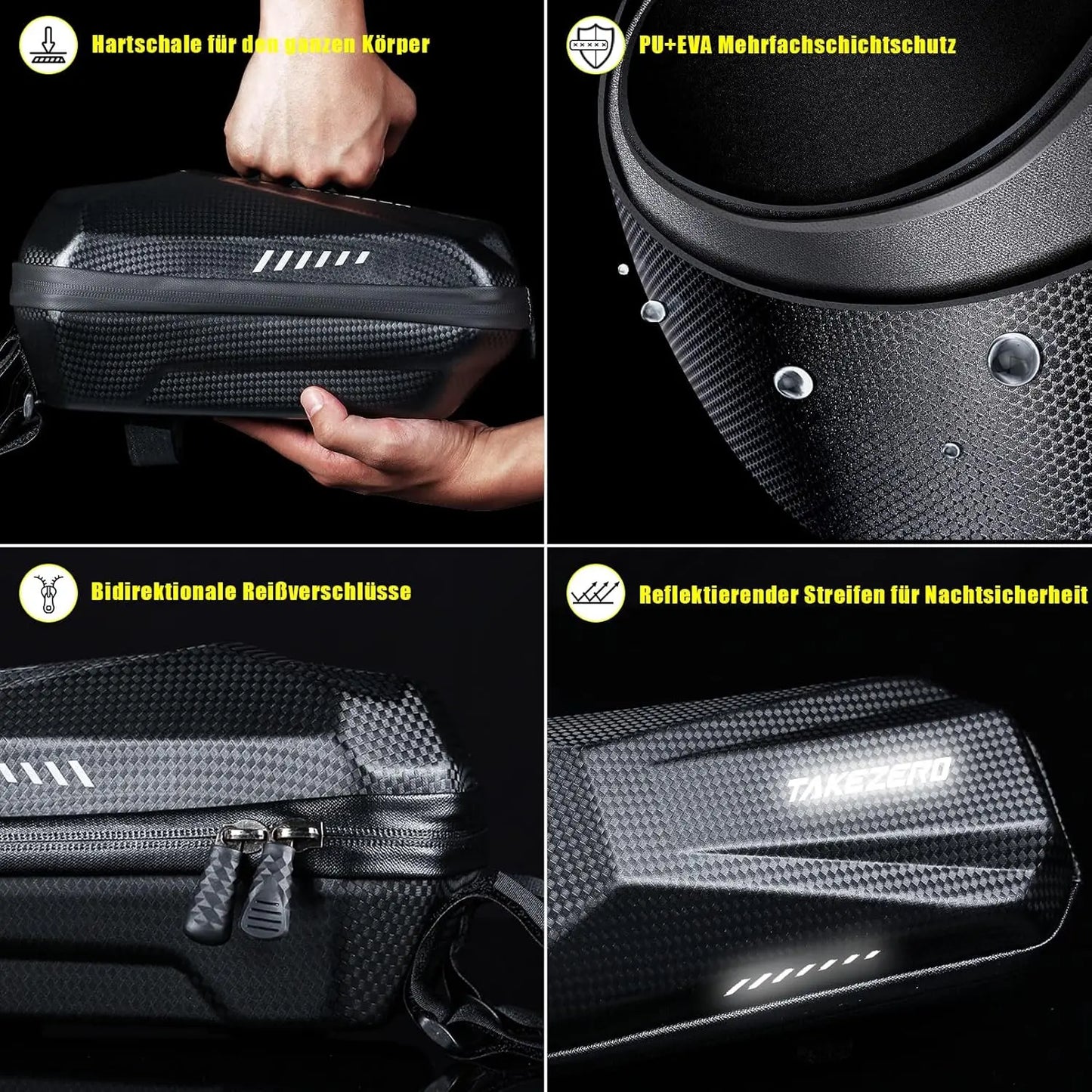 Faireach E Scooter Tasche für Roller, Große Kapazität Roller Tasche, wasserdichte Front Tube Bag mit Eva Hard Sell, Lenkertasche Escooter für Xiaomi Mijia Sedway Ninebot
