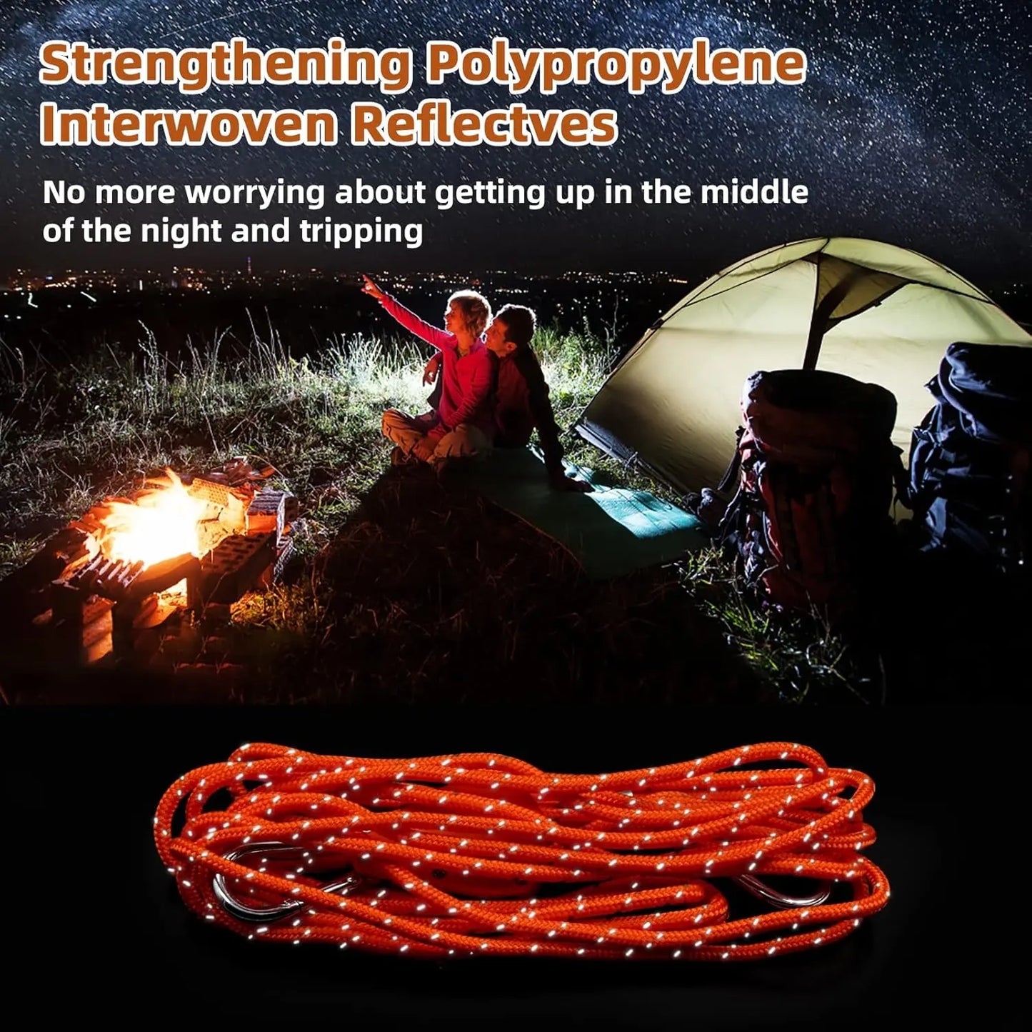 Hossom 4 Stück 4mm Reflektierend Abspannseile Seil mit Seilspanner, 4M Seil Ratsche Zeltschnur Leuchtend mit Spanner Einsteller Einstellbare Nylon Outdoor Seil für Zelt Zeltplane Sonnensegel Camping