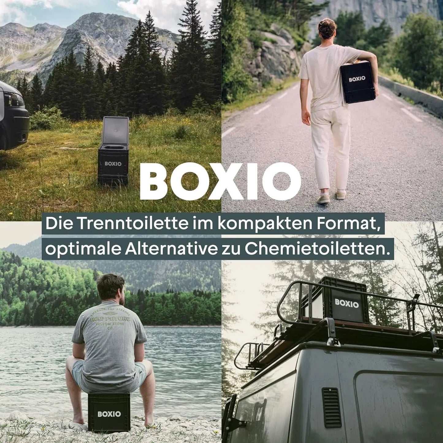 BOXIO - Bags, 25 Bio Müllbeutel für Campingtoilette, kompostierbare Beutel für Trockentoilette, 10 l WC Beutel, Blackout, grün