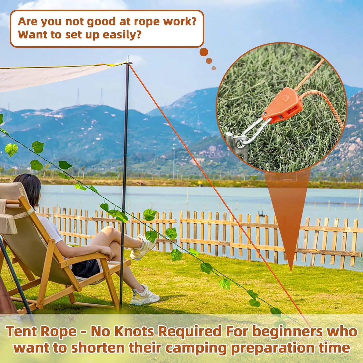 Hossom 4 Stück 4mm Reflektierend Abspannseile Seil mit Seilspanner, 4M Seil Ratsche Zeltschnur Leuchtend mit Spanner Einsteller Einstellbare Nylon Outdoor Seil für Zelt Zeltplane Sonnensegel Camping