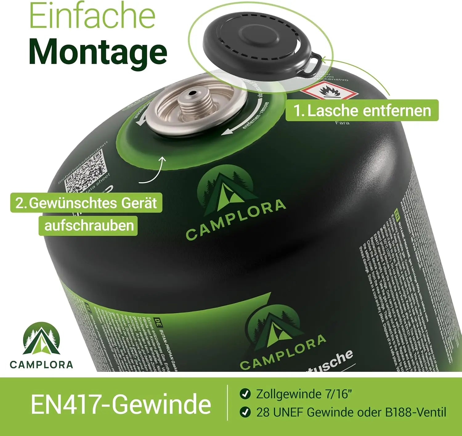 CAMPLORA 2x 450g Gaskartuschen passend für Weber Gasgrill Q100/1000-Serie, Propangas & Butangas, Schraubkartusche mit Gewinde für Campingkocher Gas Kartuschen Schraubventil Gasflaschen butane