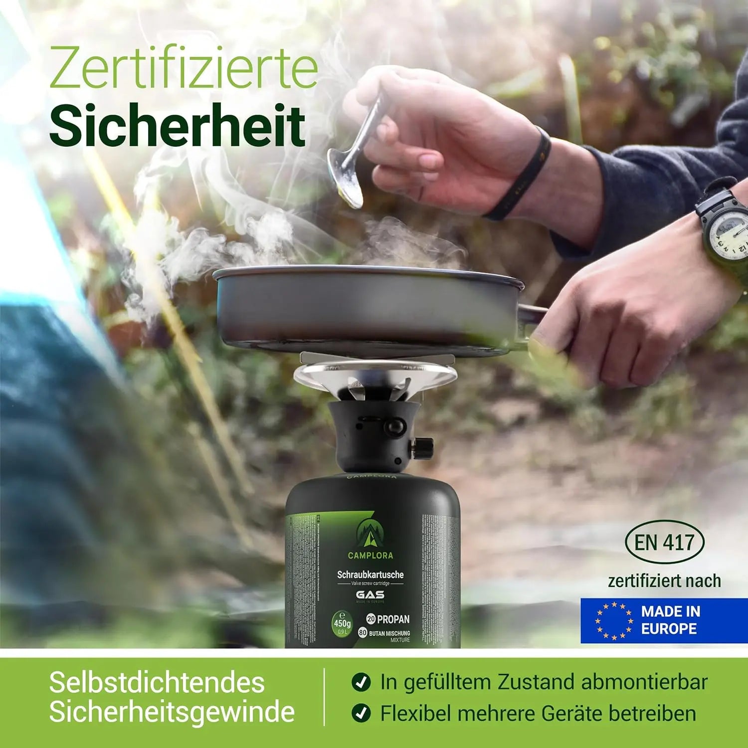 CAMPLORA 2x 450g Gaskartuschen passend für Weber Gasgrill Q100/1000-Serie, Propangas & Butangas, Schraubkartusche mit Gewinde für Campingkocher Gas Kartuschen Schraubventil Gasflaschen butane