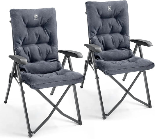 EVER ADVANCED Campingstuhl Faltbar Rückenverstellbar in 4 Positionen 150 KG Belastbarkeit Klappstuhl Luxus 6cm Dicke Gepolstert Gartenstuhl Hohe Lehne Angelstuhl für Camp Garten Balkon Alu+Stahl