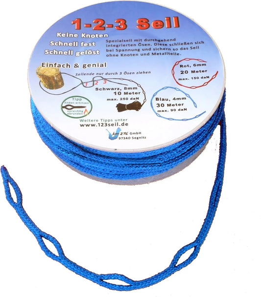 1-2-3-Seil blau Spezialseil Länge 30 Meter Ø 4 mm