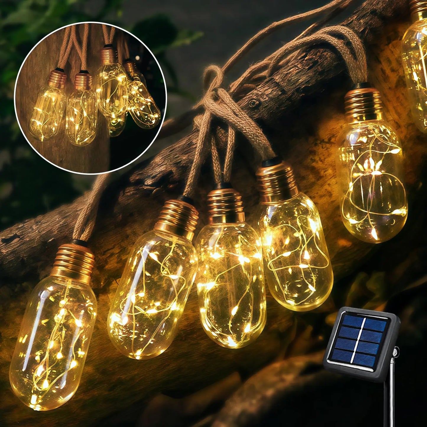 Camping Lichterkette Aufrollbar, 12M Solar Camping Lichterkette Außen, Wiederaufladbar über USB, IP65 Wasserdichte Camping Lichterkette, 120LED Tragbare Campinglampe für Camping, Garten, Wandern