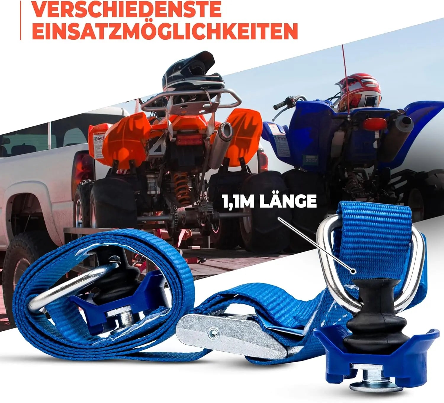 1-12 Stück Spanngurte für Airlineschiene | Zurrgurt | mit Klemmschloss und Kunststoff Fitting | DIN EN 12195-2 | (6 Stück)