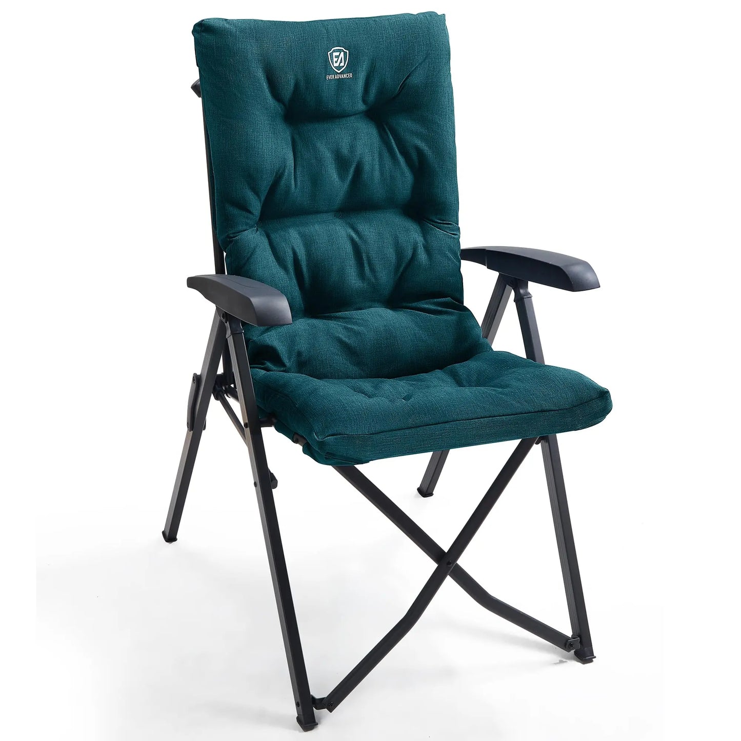 EVER ADVANCED Campingstuhl Faltbar Rückenverstellbar in 4 Positionen 150 KG Belastbarkeit Klappstuhl Luxus 6cm Dicke Gepolstert Gartenstuhl Hohe Lehne Angelstuhl für Camp Garten Balkon Alu+Stahl