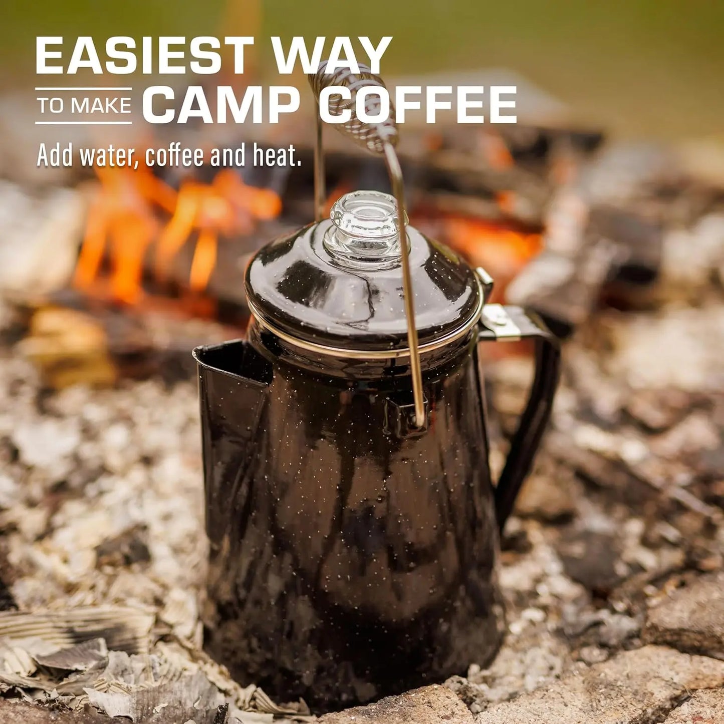 Coletti Klassische Emaille-Kaffeemaschine (schwarz, 12 Tassen) – die Originale, Moderne Camping-Kaffeemaschine – unverzichtbar für den Campingplatz-Braumeister