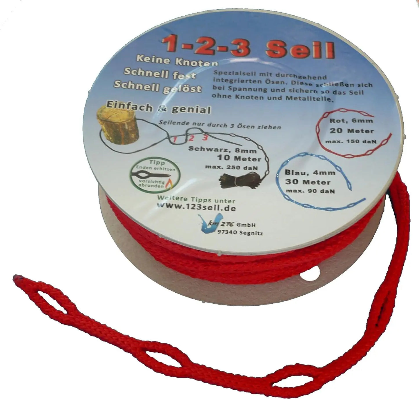 1-2-3-Seil rot Spezialseil Länge 20 Meter Ø 6mm
